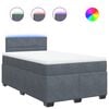 vidaXL Pat box spring cu saltea, gri &icirc;nchis, 120x190 cm, catifea