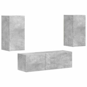 vidaXL Set Dulap pentru Televizor Montat pe Perete 4 pcs Gri din beton