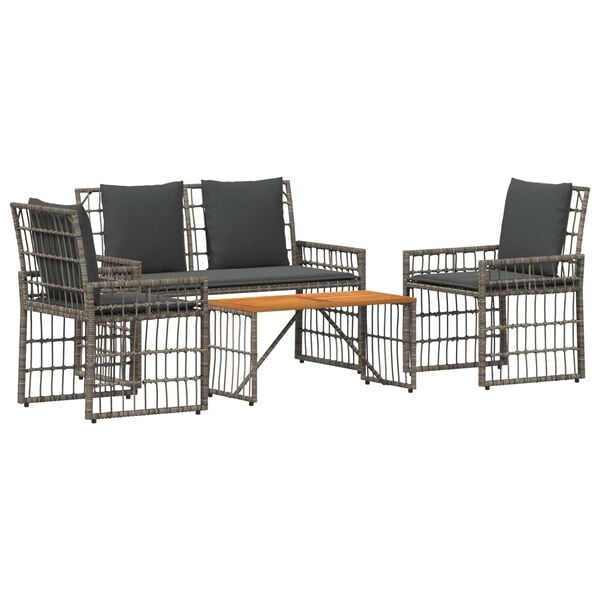 vidaXL Set de Mobilier pentru Exterior 4 pcs Negru și Gri &icirc;nchis