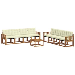 vidaXL Set de canapele de exterior cu pernă 9 pcs Natural și Crem