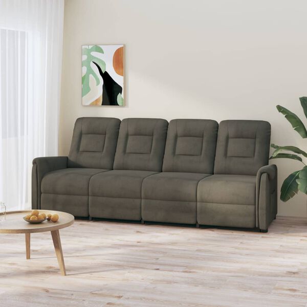 vidaXL Fotoliu rabatabil de masaj cu 4 locuri, gri &icirc;nchis, microfibră