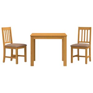vidaXL Set de dining 3 buc. Gri Lemn de stejar masiv