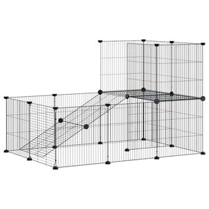 vidaXL Cușcă animale de companie cu ușă 20 panouri negru 105x70x70 cm oțel