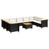 vidaXL Set canapele de grădină cu perne, 10 piese, negru, poliratan