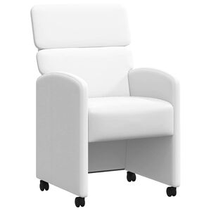 vidaXL Scaune de dining cu roți 2 buc. Piele artificială Alb