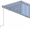 vidaXL Copertină retractabilă manual cu stor, albastru&alb, 4,5x3 m