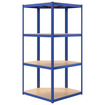 vidaXL Raft de colț cu 4 niveluri, albastru, oțel și lemn compozit