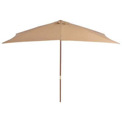 vidaXL Umbrelă de soare, exterior, stâlp lemn, 200x300 cm, gri taupe