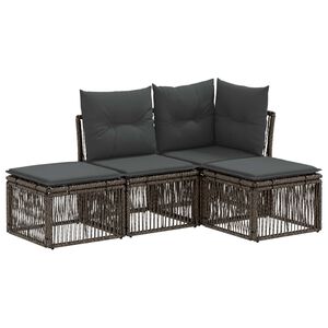 vidaXL Set de canapele pentru grădină 4 pcs Gri poliratan
