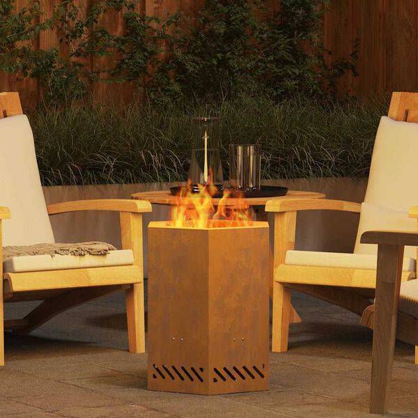 vidaXL Focar Fără Fum Maro 38 x 38 x 51 cm Oțel