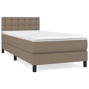 vidaXL Pat box spring cu saltea, gri taupe, 90x190 cm, textil