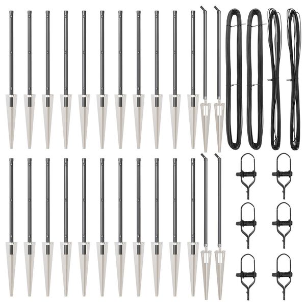 vidaXL St&acirc;lp de gard. 26 pcs Gri 3,2 x 3,2 x 105 cm