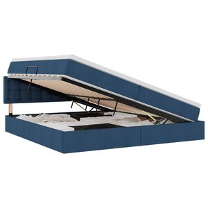 vidaXL Pat cu saltea și LED cu saltea albastru 200 x 200 cm țesătură