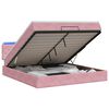 vidaXL Pat Ottoman cu Saltea și LED Roz 180 x 200 cm Catifea