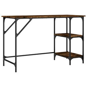 vidaXL Birou, stejar fumuriu, 120x50x75 cm, metal și lemn prelucrat