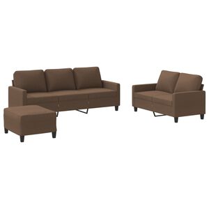 vidaXL Set de canapele cu perne, 3 piese, maro, textil
