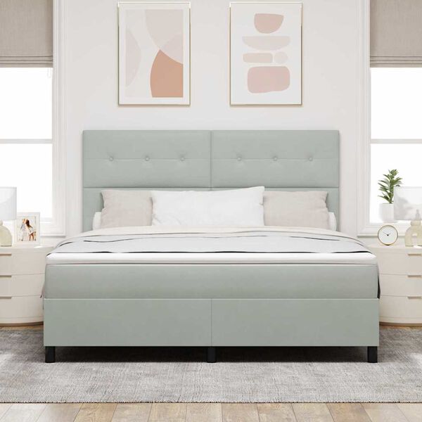 vidaXL Pat cu arcuri cu saltea Gri deschis 180 x 200 cm Catifea