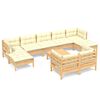 vidaXL Set mobilier grădină cu perne crem, 10 piese, lemn masiv de pin