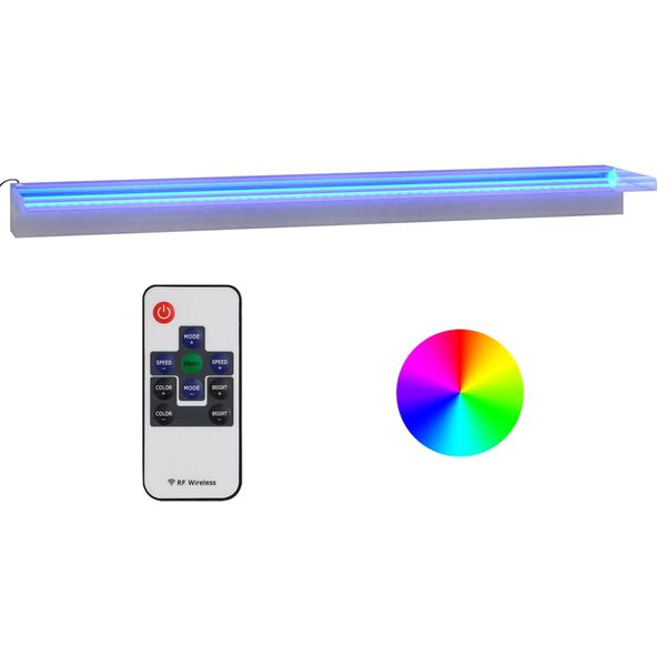 vidaXL Deversor de cascadă cu LED-uri RGB, 108 cm, oțel inoxidabil