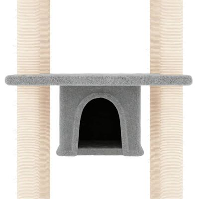 vidaXL Ansamblu de pisici, stâlpi din funie sisal, gri deschis, 169 cm
