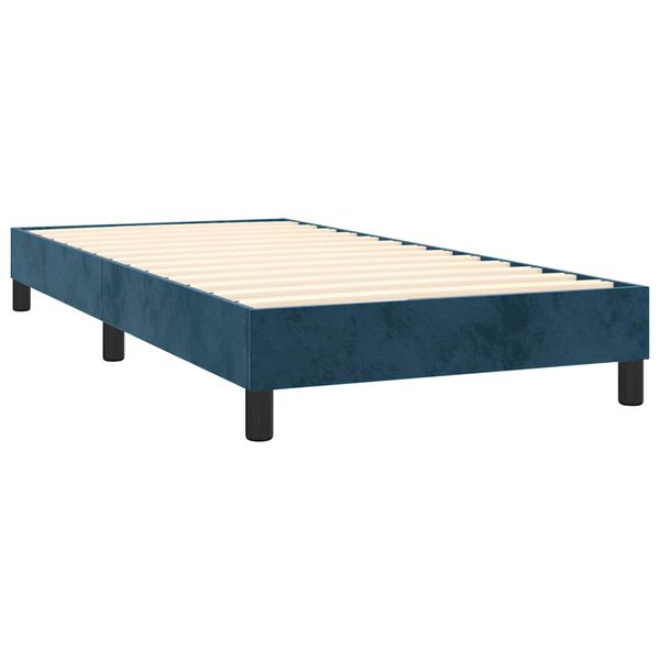 vidaXL Pat box spring cu saltea, albastru &icirc;nchis, 80x200 cm, catifea