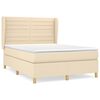 vidaXL Pat box spring cu saltea, crem, 140x200 cm, textil
