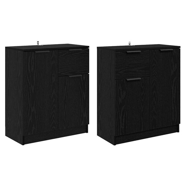 vidaXL Bufeturi 2 pcs Stejar Negru 60 x 30 x 70 cm Lemn compozit