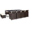 vidaXL Set mobilier de exterior cu perne, 13 piese, maro, poliratan