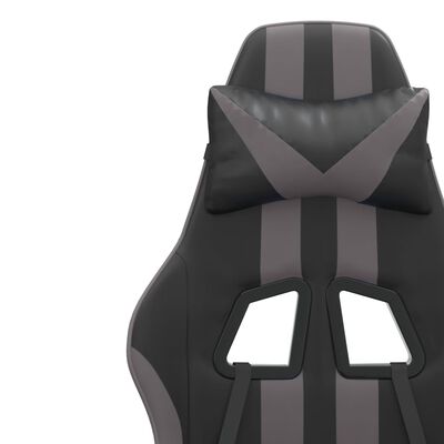 vidaXL Scaun de gaming pivotant/suport picioare negru/gri piele eco