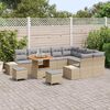 vidaXL Set de canapele pentru grădină cu pernă 12 pcs Bej Rattan poli