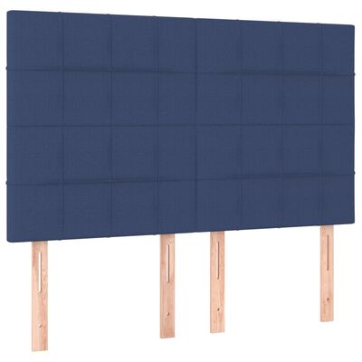 vidaXL Cadru de pat cu tăblie, albastru, 140x200 cm, textil
