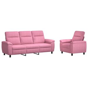 vidaXL Set de canapea 2 pcs Roz Țesătură