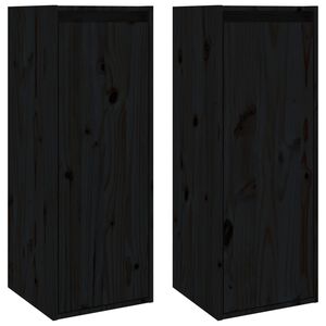 vidaXL Dulapuri de perete 2 buc. negru 30x30x80 cm lemn masiv de pin