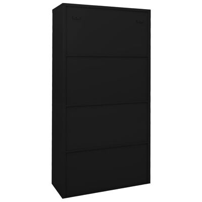 vidaXL Dulap de birou cu ușă glisantă, negru, 90x40x180 cm, oțel
