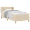 vidaXL Pat cu arcuri cu saltea cu headboard Crem 90 x 190 cm țesătură