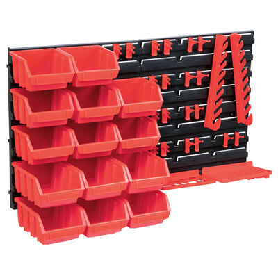 vidaXL Set cutii depozitare 39 piese cu panouri de perete, roșu&negru