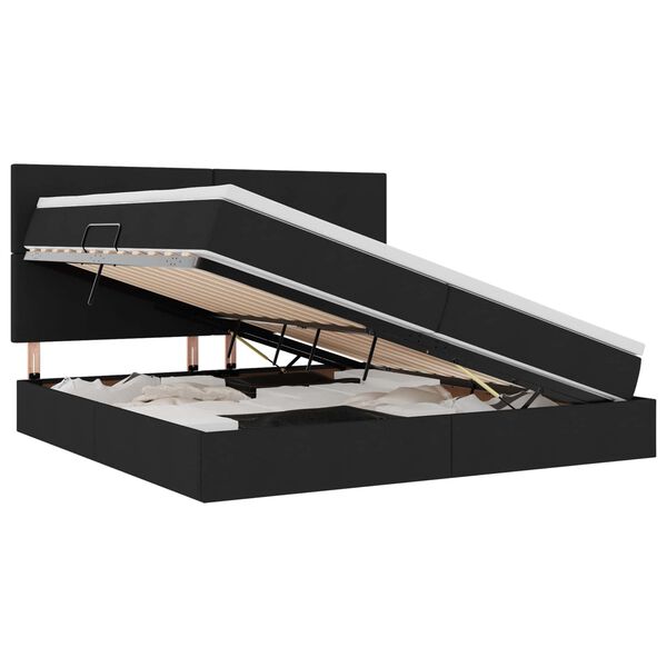 vidaXL Pat cu saltea și LED cu saltea Negru 200 x 200 cm Poliester