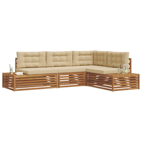 vidaXL Set de canapele de exterior cu pernă 4 Bucată Natural și Bej