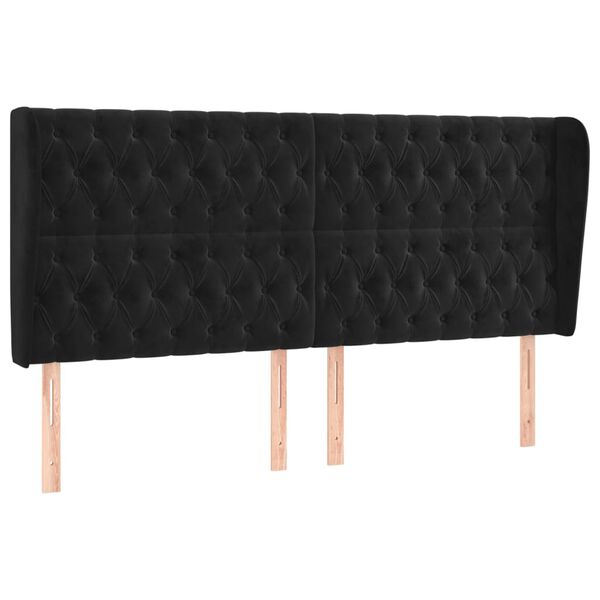 vidaXL Tăblie de pat cu aripioare, negru, 203x23x118/128 cm, catifea