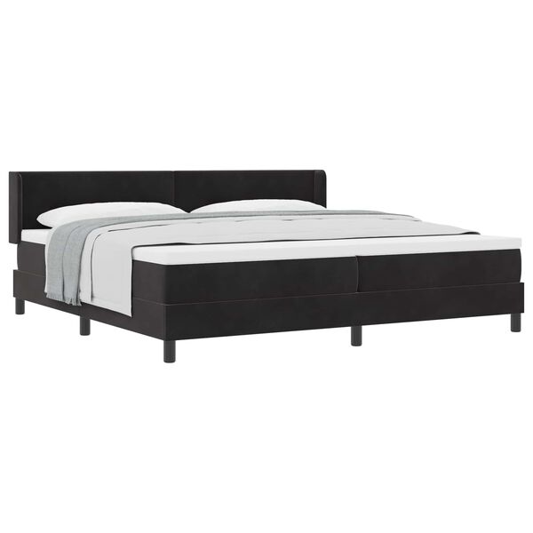 vidaXL Pat cu arcuri cu saltea cu headboard Negru 200 x 200 cm Catifea