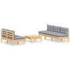 vidaXL Set mobilier grădină cu perne gri, 6 piese, lemn de pin