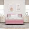 vidaXL Pat cu arcuri cu saltea cu headboard Roz 200 x 160 cm Catifea