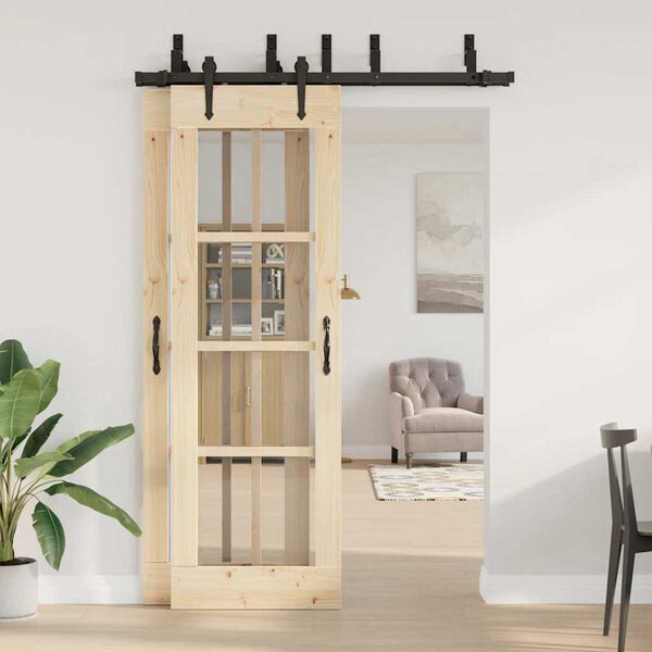 vidaXL Set feronerie pentru uși glisante, negru, 152,5 cm, oțel