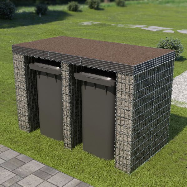 vidaXL Perete gabion pentru pubelă, 190x100x130 cm, oțel galvanizat