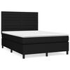 vidaXL Pat box spring cu saltea, negru, 140x190 cm, textil