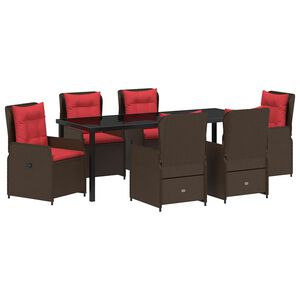 vidaXL Set de masă pentru grădină 7 pcs Maro Rattan poli