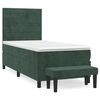 vidaXL Pat box spring cu saltea, verde închis, 90x200 cm, catifea