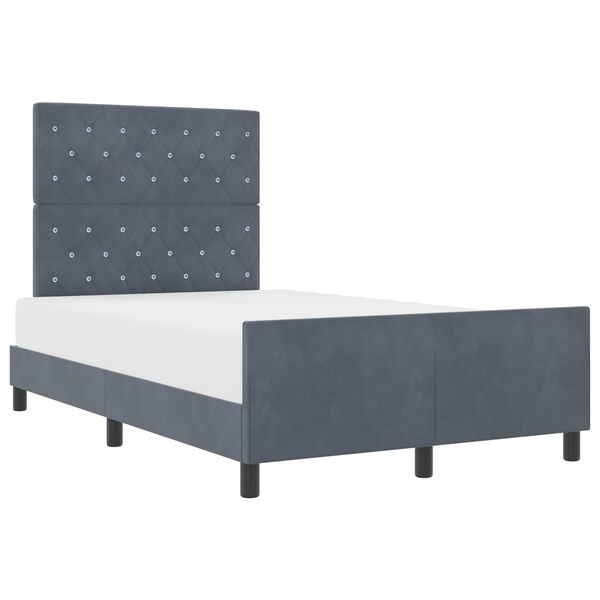 vidaXL Pat cu arcuri cu headboard Gri &icirc;nchis 120 x 200 cm Catifea