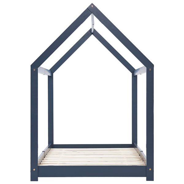 vidaXL Cadru de pat pentru copii, gri, 90 x 200 cm, lemn masiv de pin