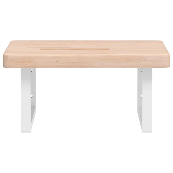 vidaXL Raft pentru lavoar montat pe perete, oțel și lemn masiv stejar